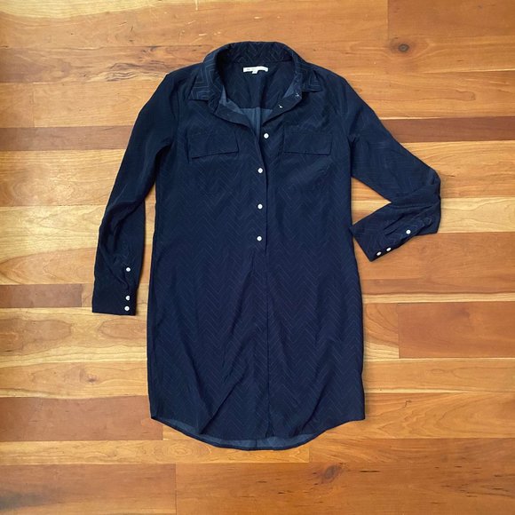 GAP BUTTON DOWN SHIRT DRESS NAVY WITH BLUE CHEVRON SZ: SMALL - Picture 10 of 11